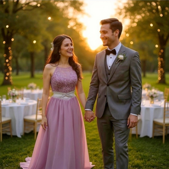 Lilac ✦ Silver Sequin Lace Gown ✦ w/ Cutout Waist Sweetheart Neckline Sz 3 NWT - Picture 3 of 17